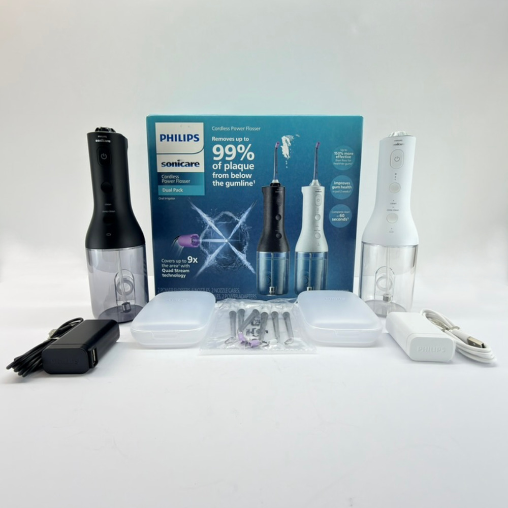 Philips Sonicare Cordless Power Flosser Dual Pack Black White New Open Box